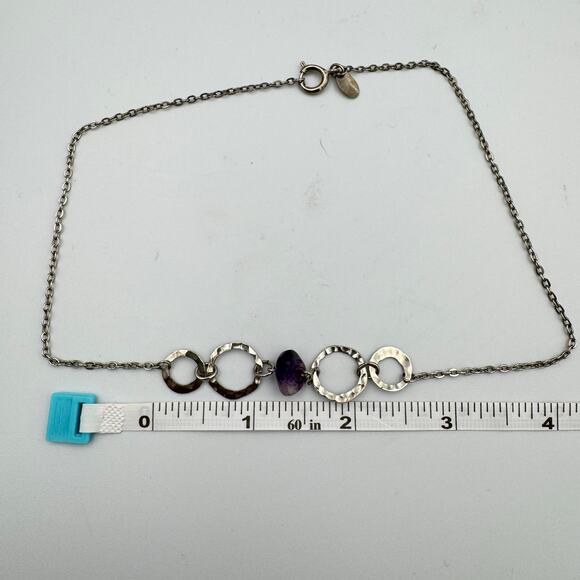 Park Lane Silver Tone Round Metal Purple Stone Short Necklace Dainty Fairycore - Picture 7 of 8